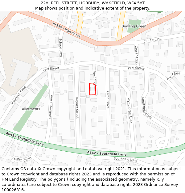 22A, PEEL STREET, HORBURY, WAKEFIELD, WF4 5AT: Location map and indicative extent of plot