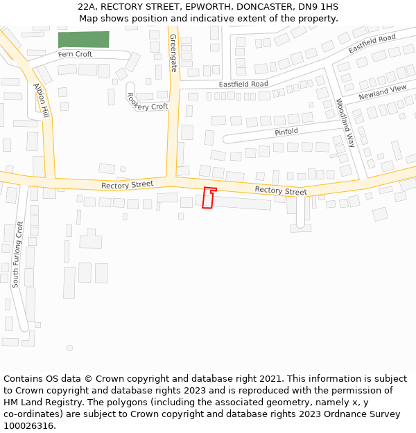 22A, RECTORY STREET, EPWORTH, DONCASTER, DN9 1HS: Location map and indicative extent of plot