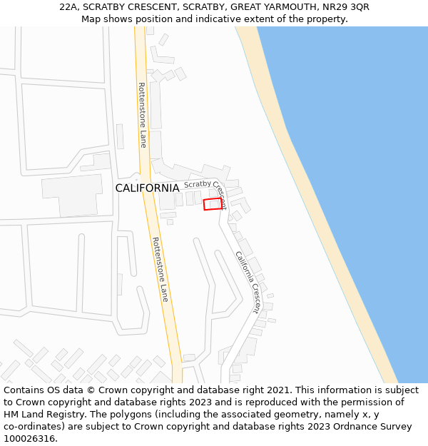 22A, SCRATBY CRESCENT, SCRATBY, GREAT YARMOUTH, NR29 3QR: Location map and indicative extent of plot