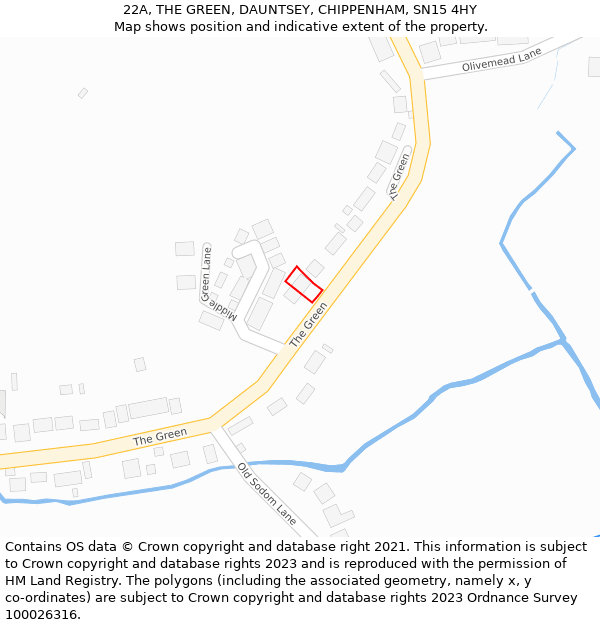 22A, THE GREEN, DAUNTSEY, CHIPPENHAM, SN15 4HY: Location map and indicative extent of plot