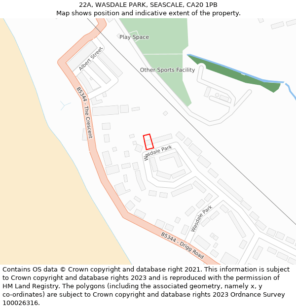 22A, WASDALE PARK, SEASCALE, CA20 1PB: Location map and indicative extent of plot