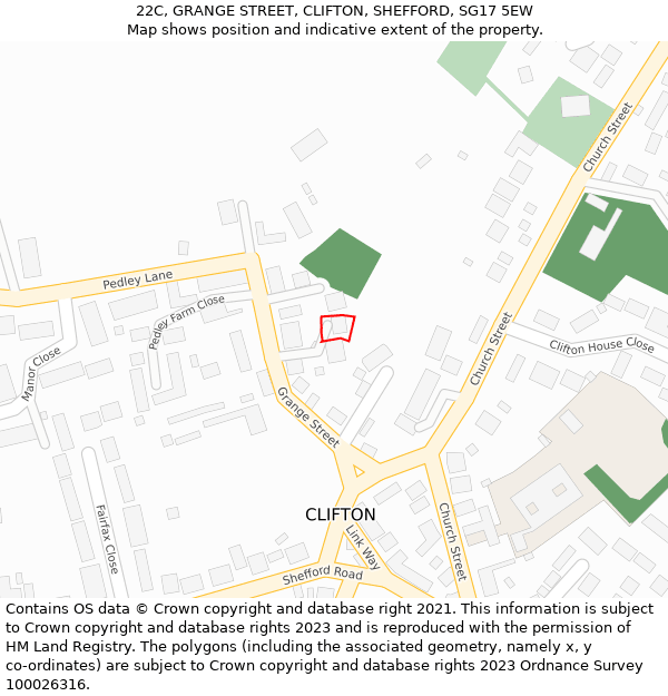 22C, GRANGE STREET, CLIFTON, SHEFFORD, SG17 5EW: Location map and indicative extent of plot