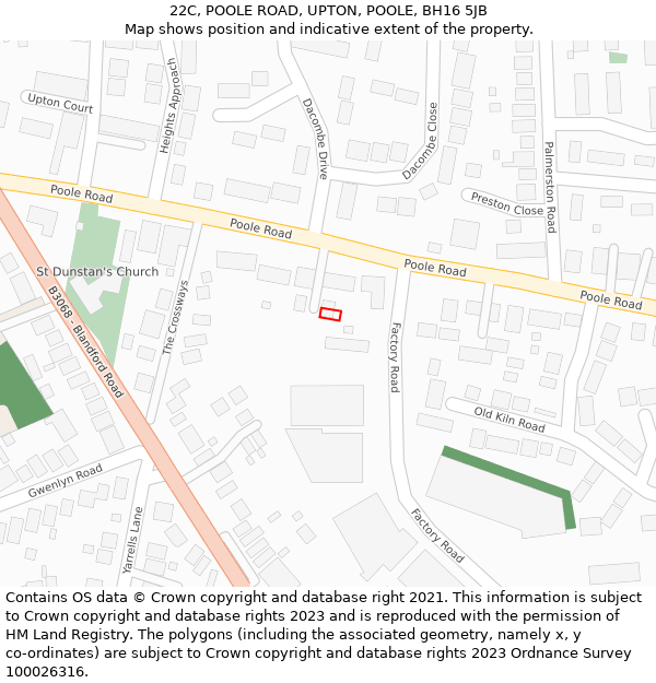 22C, POOLE ROAD, UPTON, POOLE, BH16 5JB: Location map and indicative extent of plot