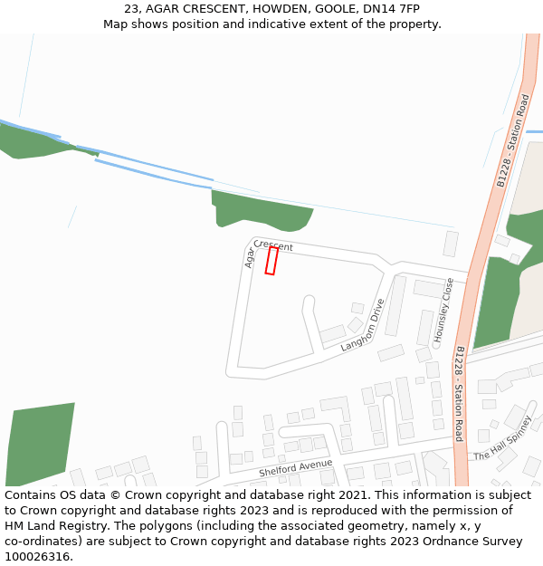 23, AGAR CRESCENT, HOWDEN, GOOLE, DN14 7FP: Location map and indicative extent of plot