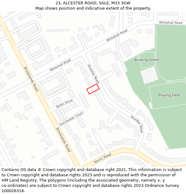 23, ALCESTER ROAD, SALE, M33 3GW: Location map and indicative extent of plot