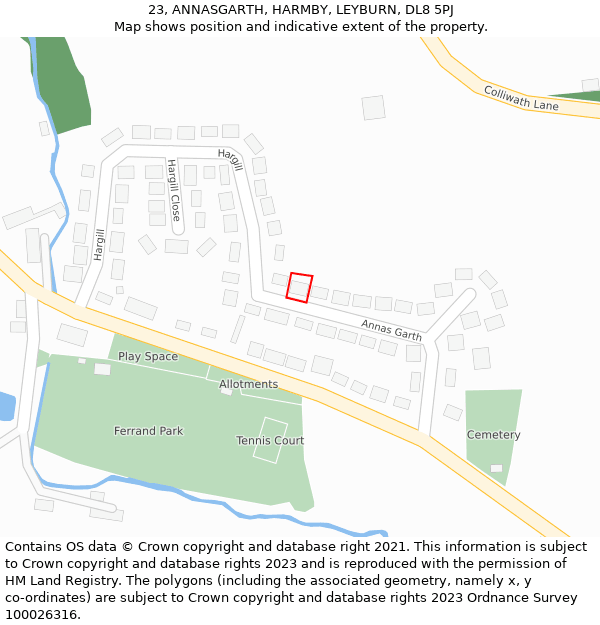 23, ANNASGARTH, HARMBY, LEYBURN, DL8 5PJ: Location map and indicative extent of plot