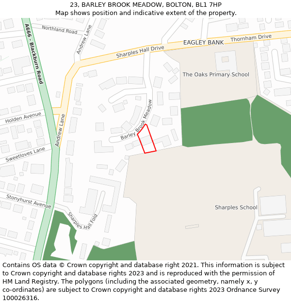 23, BARLEY BROOK MEADOW, BOLTON, BL1 7HP: Location map and indicative extent of plot