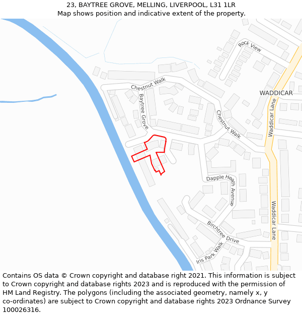 23, BAYTREE GROVE, MELLING, LIVERPOOL, L31 1LR: Location map and indicative extent of plot