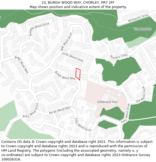 23, BURGH WOOD WAY, CHORLEY, PR7 2FF: Location map and indicative extent of plot