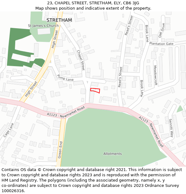 23, CHAPEL STREET, STRETHAM, ELY, CB6 3JG: Location map and indicative extent of plot