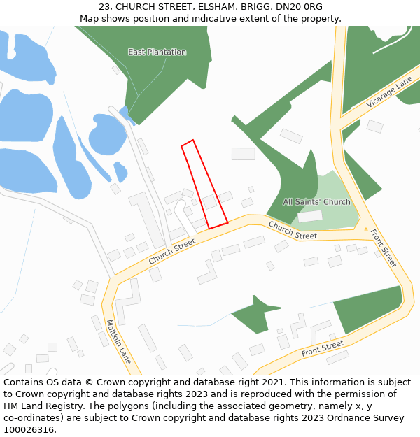 23, CHURCH STREET, ELSHAM, BRIGG, DN20 0RG: Location map and indicative extent of plot