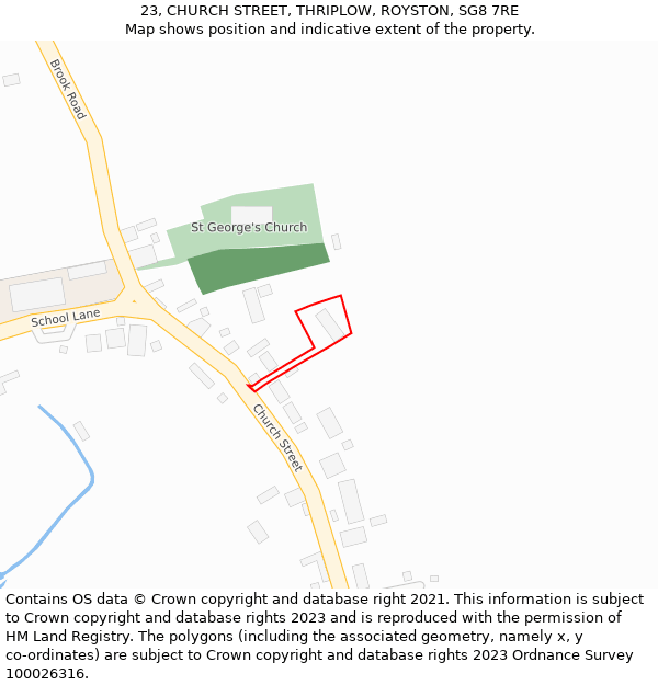 23, CHURCH STREET, THRIPLOW, ROYSTON, SG8 7RE: Location map and indicative extent of plot