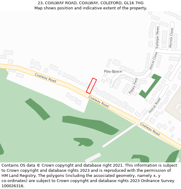 23, COALWAY ROAD, COALWAY, COLEFORD, GL16 7HG: Location map and indicative extent of plot