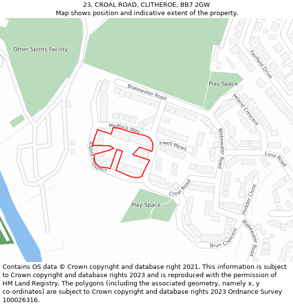 23, CROAL ROAD, CLITHEROE, BB7 2GW: Location map and indicative extent of plot