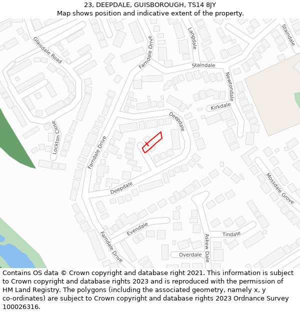 23, DEEPDALE, GUISBOROUGH, TS14 8JY: Location map and indicative extent of plot