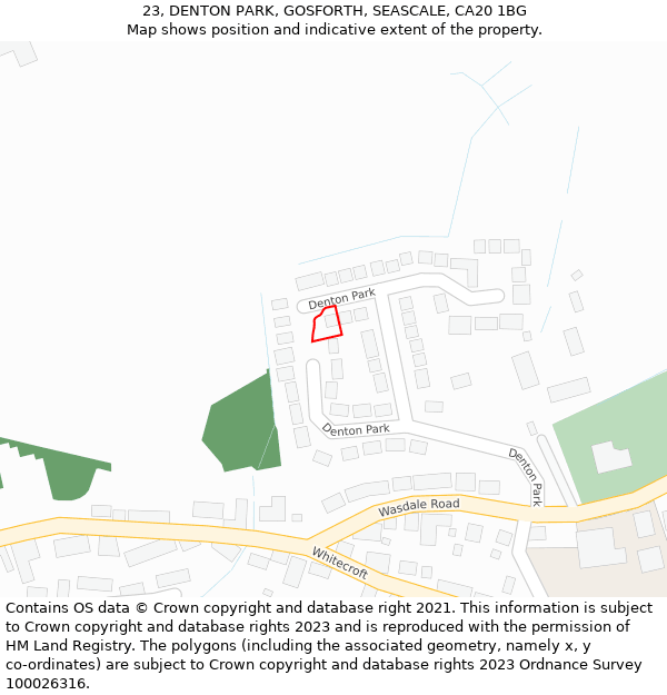 23, DENTON PARK, GOSFORTH, SEASCALE, CA20 1BG: Location map and indicative extent of plot