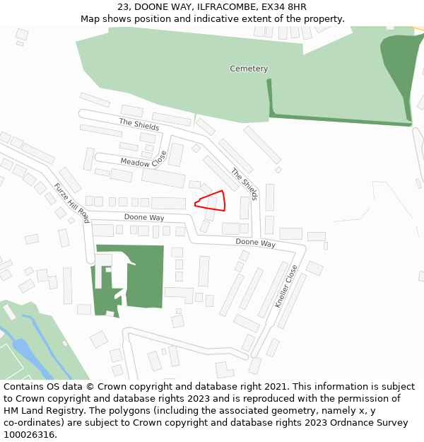 23, DOONE WAY, ILFRACOMBE, EX34 8HR: Location map and indicative extent of plot