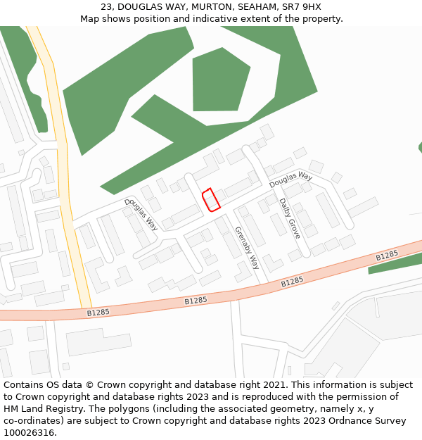 23, DOUGLAS WAY, MURTON, SEAHAM, SR7 9HX: Location map and indicative extent of plot