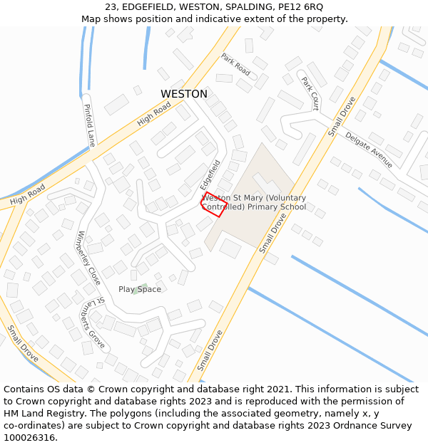 23, EDGEFIELD, WESTON, SPALDING, PE12 6RQ: Location map and indicative extent of plot