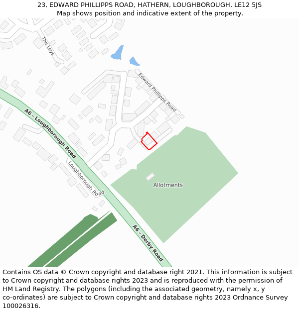 23, EDWARD PHILLIPPS ROAD, HATHERN, LOUGHBOROUGH, LE12 5JS: Location map and indicative extent of plot