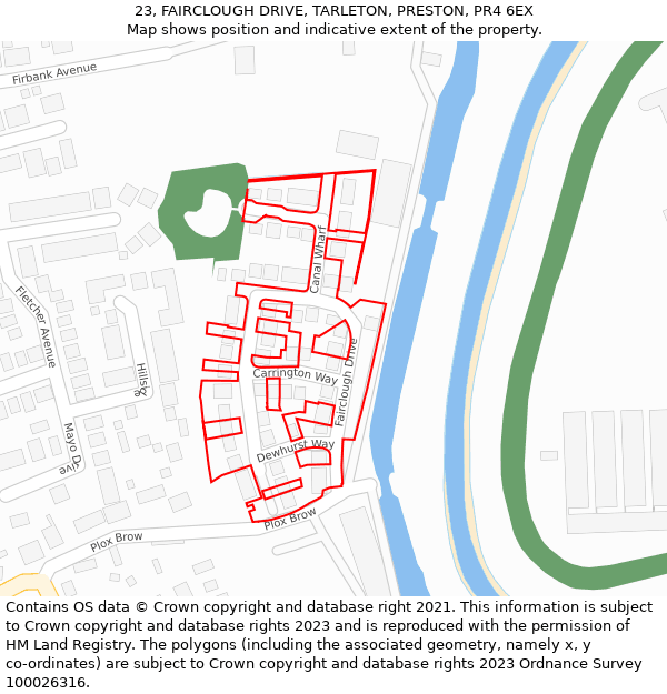 23, FAIRCLOUGH DRIVE, TARLETON, PRESTON, PR4 6EX: Location map and indicative extent of plot
