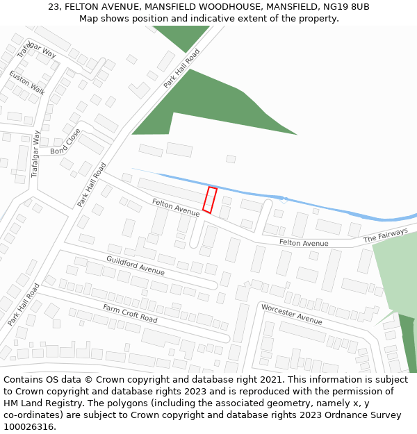 23, FELTON AVENUE, MANSFIELD WOODHOUSE, MANSFIELD, NG19 8UB: Location map and indicative extent of plot
