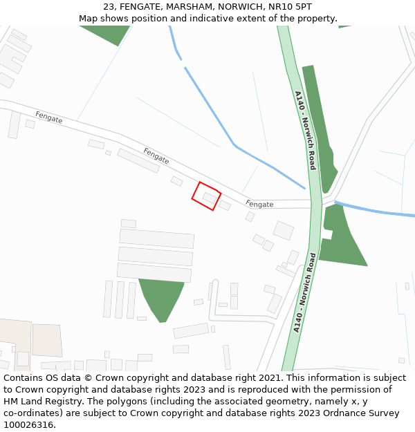 23, FENGATE, MARSHAM, NORWICH, NR10 5PT: Location map and indicative extent of plot