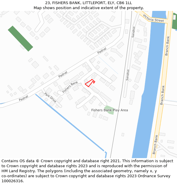 23, FISHERS BANK, LITTLEPORT, ELY, CB6 1LL: Location map and indicative extent of plot