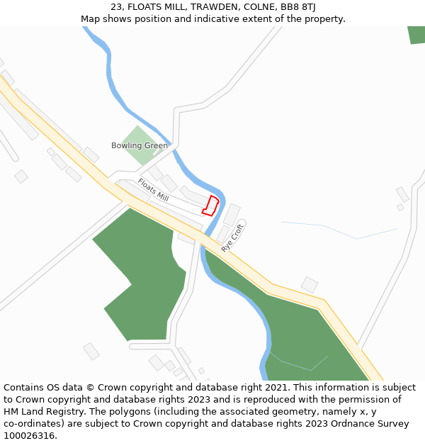 23, FLOATS MILL, TRAWDEN, COLNE, BB8 8TJ: Location map and indicative extent of plot