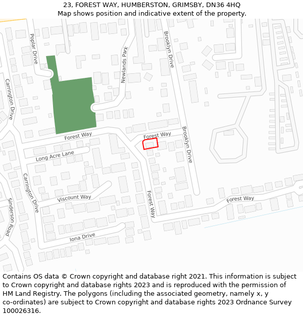 23, FOREST WAY, HUMBERSTON, GRIMSBY, DN36 4HQ: Location map and indicative extent of plot