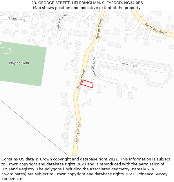 23, GEORGE STREET, HELPRINGHAM, SLEAFORD, NG34 0RS: Location map and indicative extent of plot