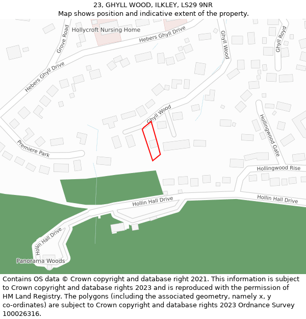 23, GHYLL WOOD, ILKLEY, LS29 9NR: Location map and indicative extent of plot