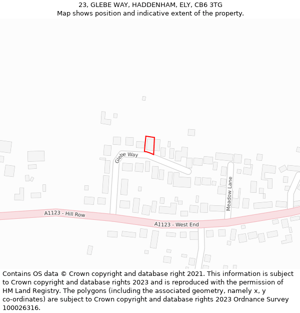 23, GLEBE WAY, HADDENHAM, ELY, CB6 3TG: Location map and indicative extent of plot