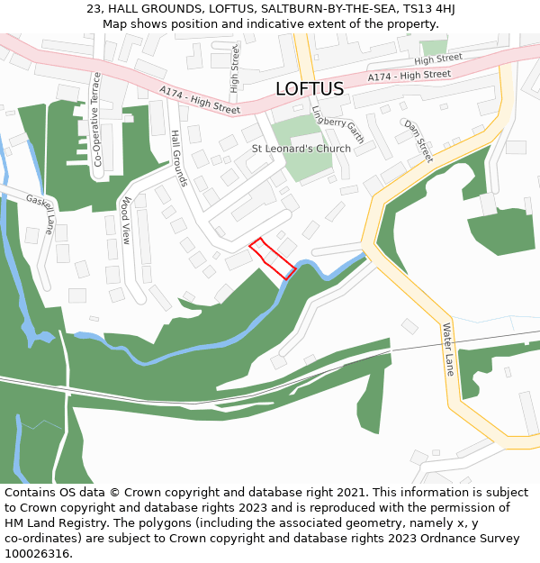 23, HALL GROUNDS, LOFTUS, SALTBURN-BY-THE-SEA, TS13 4HJ: Location map and indicative extent of plot