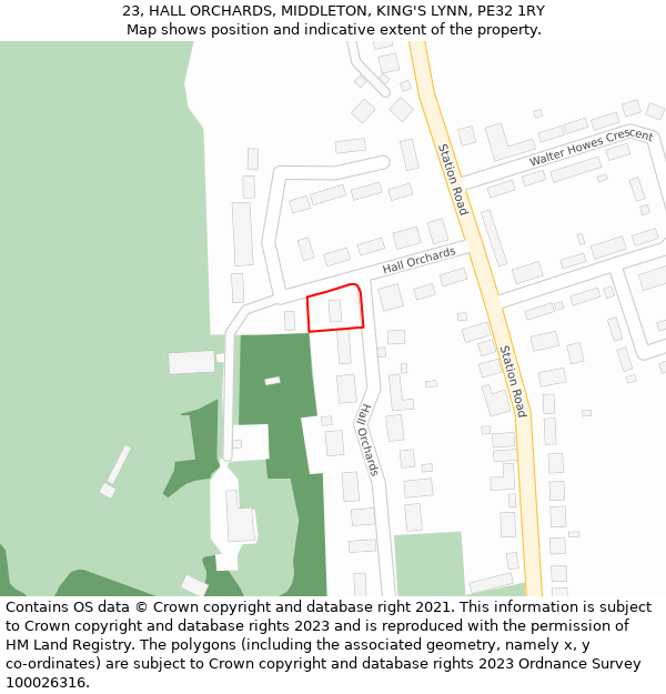 23, HALL ORCHARDS, MIDDLETON, KING'S LYNN, PE32 1RY: Location map and indicative extent of plot