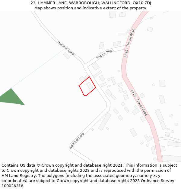 23, HAMMER LANE, WARBOROUGH, WALLINGFORD, OX10 7DJ: Location map and indicative extent of plot