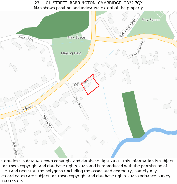 23, HIGH STREET, BARRINGTON, CAMBRIDGE, CB22 7QX: Location map and indicative extent of plot