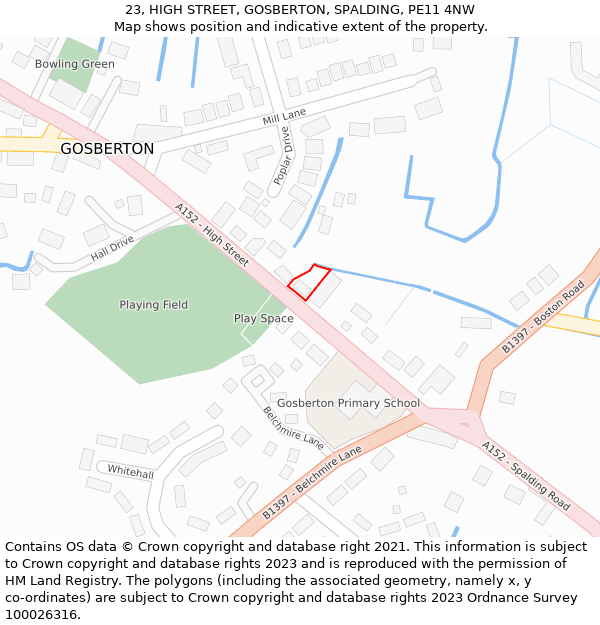 23, HIGH STREET, GOSBERTON, SPALDING, PE11 4NW: Location map and indicative extent of plot