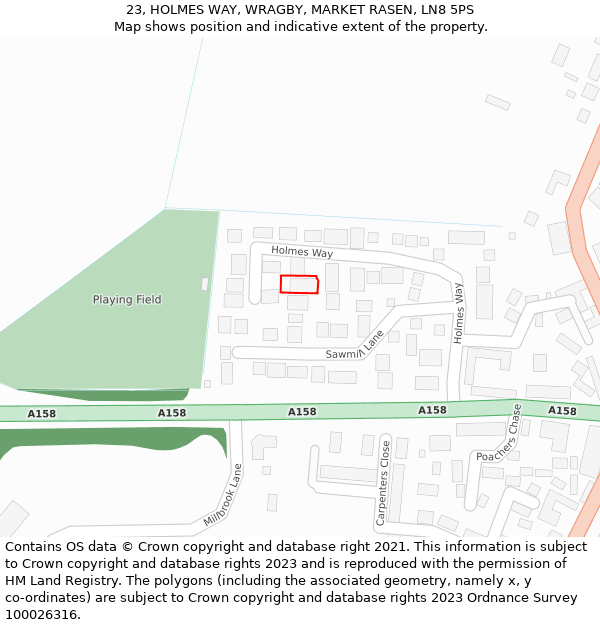 23, HOLMES WAY, WRAGBY, MARKET RASEN, LN8 5PS: Location map and indicative extent of plot