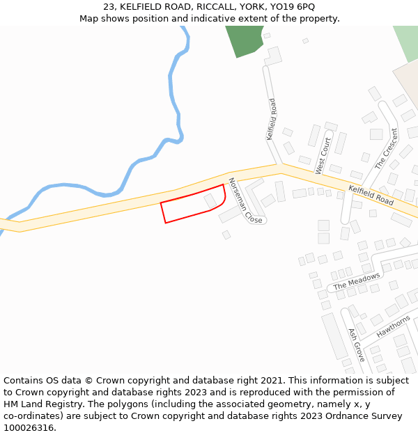 23, KELFIELD ROAD, RICCALL, YORK, YO19 6PQ: Location map and indicative extent of plot