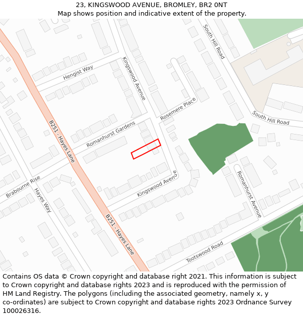 23, KINGSWOOD AVENUE, BROMLEY, BR2 0NT: Location map and indicative extent of plot