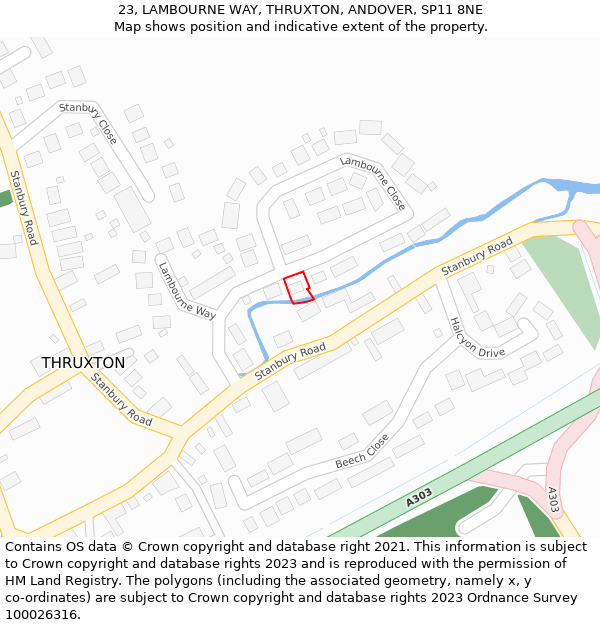 23, LAMBOURNE WAY, THRUXTON, ANDOVER, SP11 8NE: Location map and indicative extent of plot