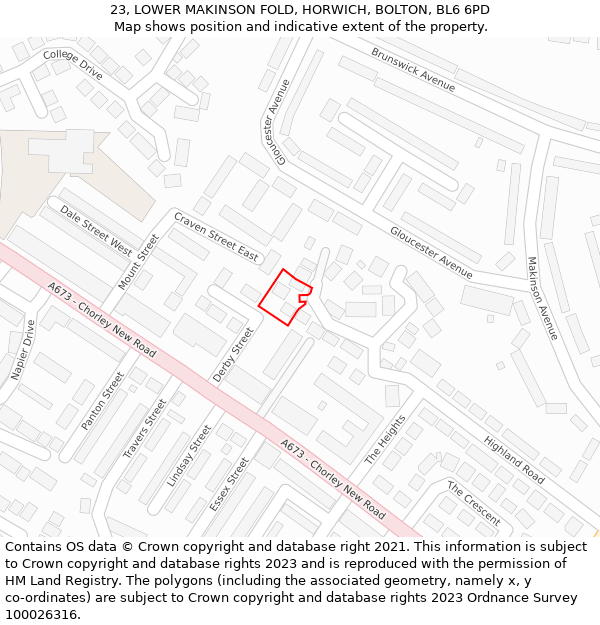 23, LOWER MAKINSON FOLD, HORWICH, BOLTON, BL6 6PD: Location map and indicative extent of plot