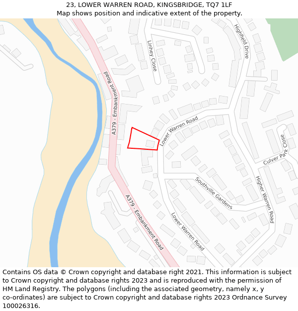 23, LOWER WARREN ROAD, KINGSBRIDGE, TQ7 1LF: Location map and indicative extent of plot