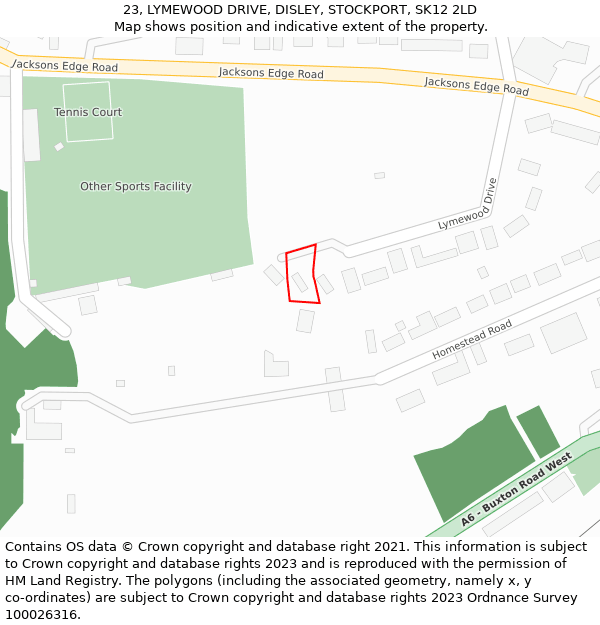 23, LYMEWOOD DRIVE, DISLEY, STOCKPORT, SK12 2LD: Location map and indicative extent of plot