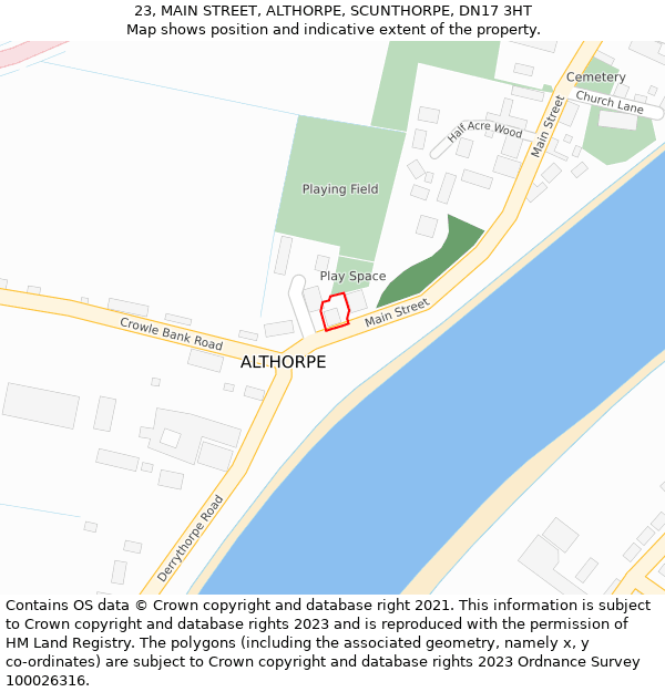 23, MAIN STREET, ALTHORPE, SCUNTHORPE, DN17 3HT: Location map and indicative extent of plot