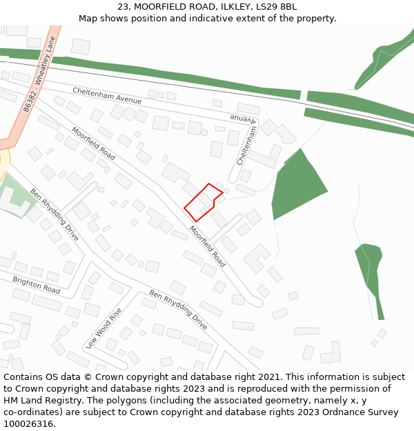 23, MOORFIELD ROAD, ILKLEY, LS29 8BL: Location map and indicative extent of plot