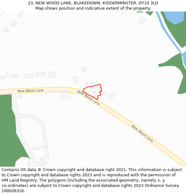 23, NEW WOOD LANE, BLAKEDOWN, KIDDERMINSTER, DY10 3LD: Location map and indicative extent of plot