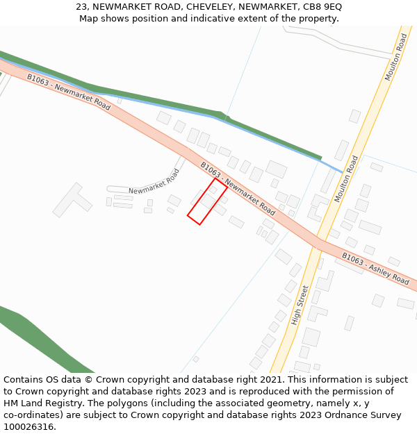 23, NEWMARKET ROAD, CHEVELEY, NEWMARKET, CB8 9EQ: Location map and indicative extent of plot