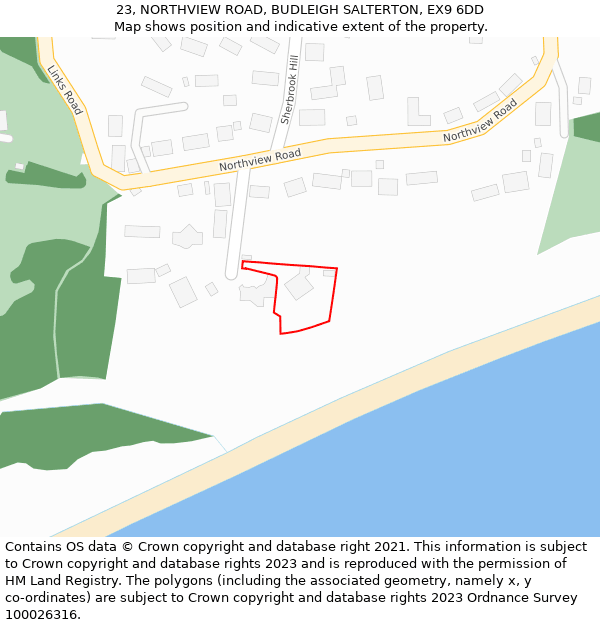 23, NORTHVIEW ROAD, BUDLEIGH SALTERTON, EX9 6DD: Location map and indicative extent of plot